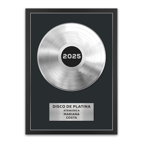Poster emoldurado com Disco de Ouro ou de Platina personalizado