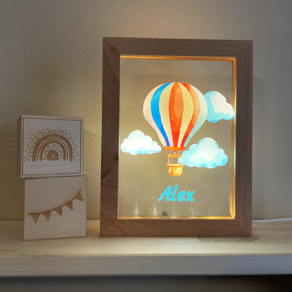Quadro LED balão de ar quente com nome