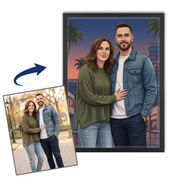 Retrato ilustrado em estilo de videojogo a partir de uma foto