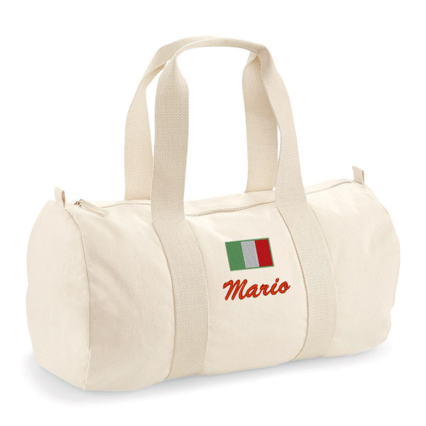 Saco de desporto personalizado com nome e bandeira