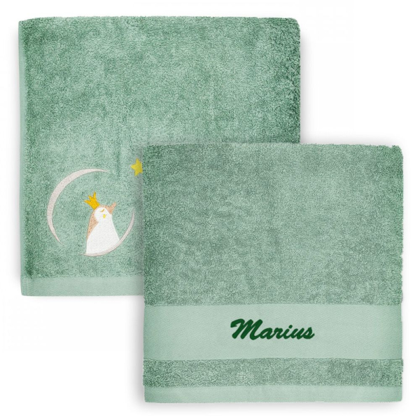 Toalha infantil personalizada 70 x 140 cm - Pinguim Verde
