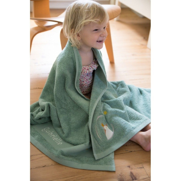 Toalha infantil personalizada 70 x 140 cm - Pinguim Verde