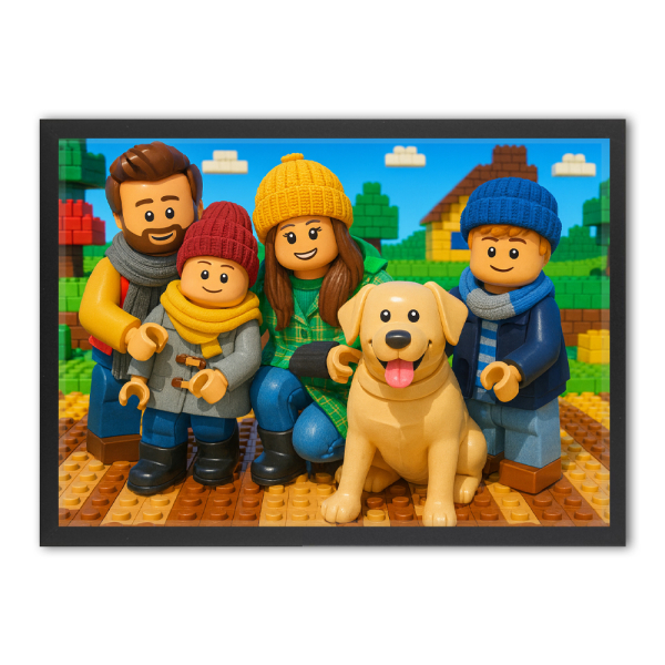 Retrato de mini-figuras em blocos a partir de uma foto