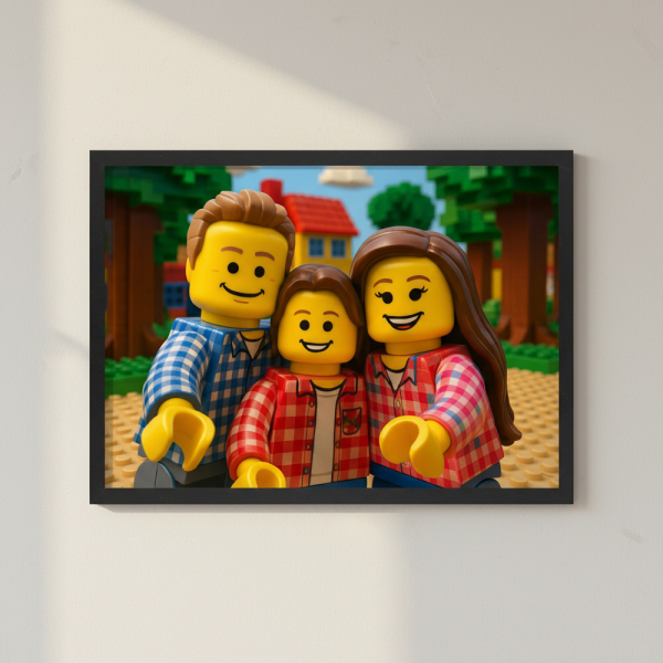 Retrato de mini-figuras em blocos a partir de uma foto