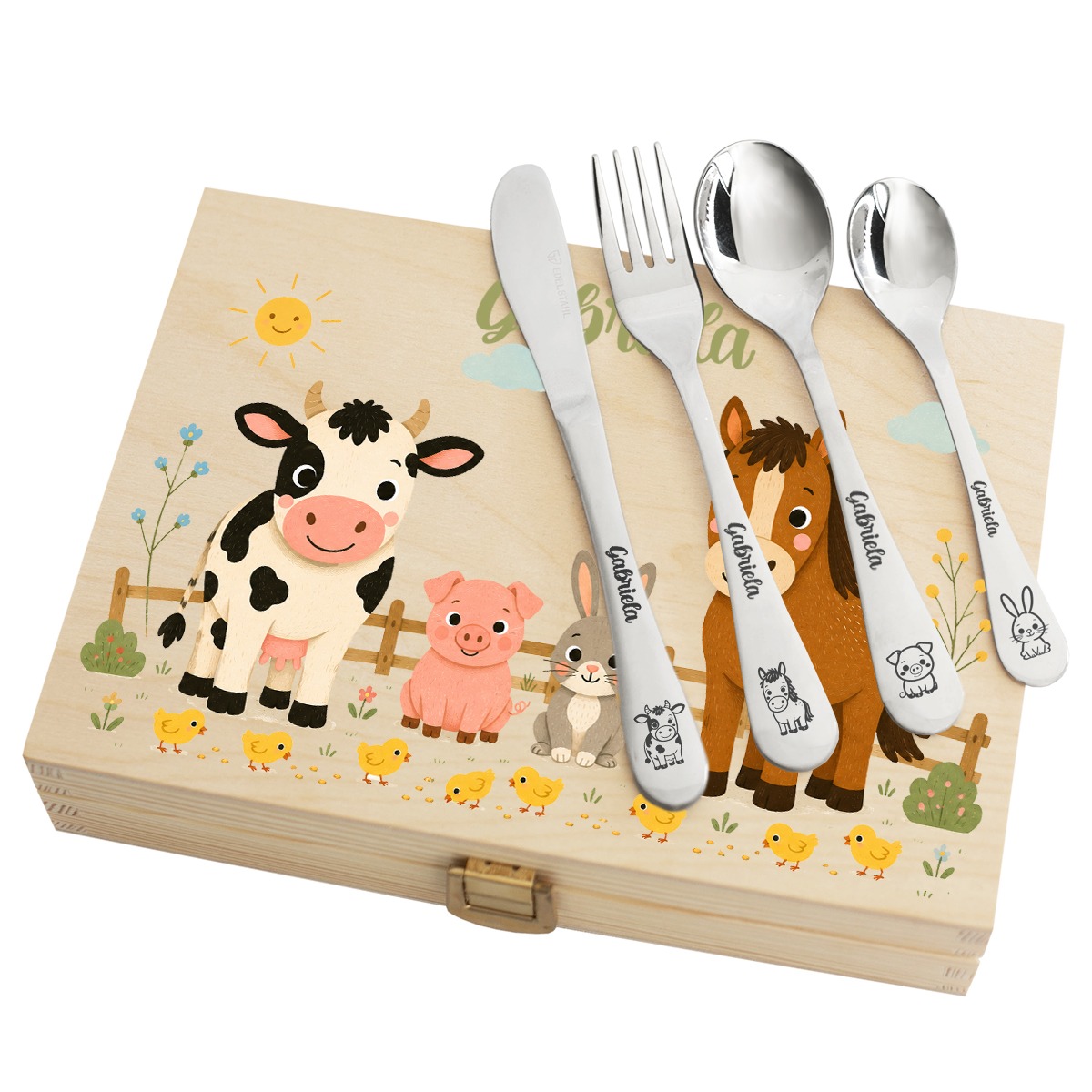 Coffret animais da quinta e os seus talheres personalizados