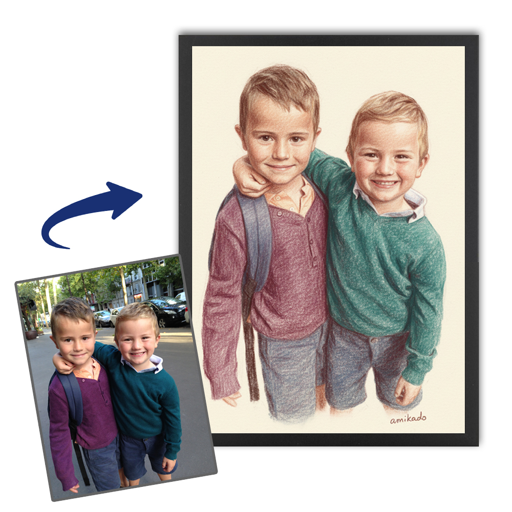 Retrato � maneira de desenho a l�pis de cor a partir de uma fotografia