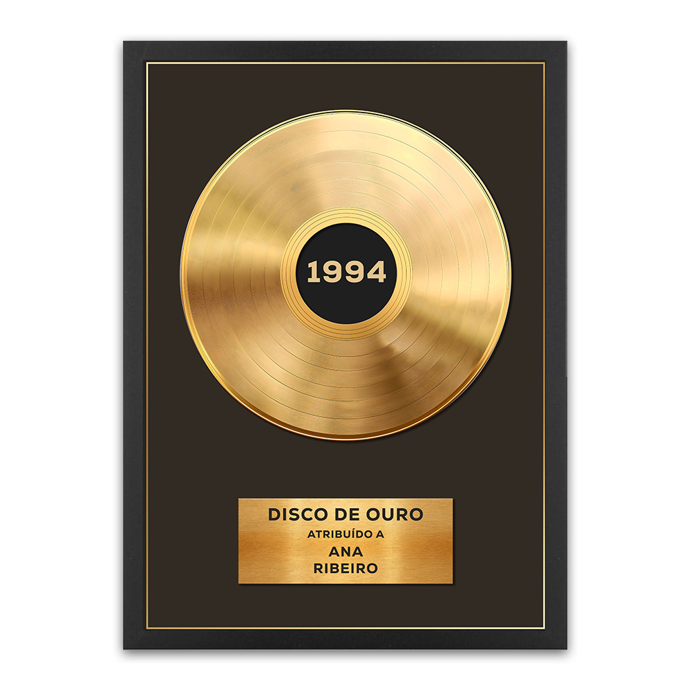 Poster emoldurado com Disco de Ouro ou de Platina personalizado ...